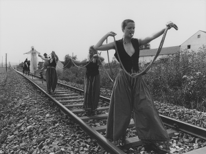 1980 - Dorffest, Bahnlinie (Siegi Maschek, Kurt Bildstein, Wolfgang Tietze, Johanna Bittenbinder, Katharina Voss Kurt Bildstein) &copy;Giesche
