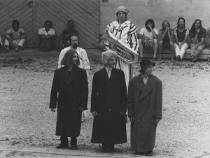1980 - Dorffest, Wei&szlig;e Clowns (vorne - Ren&eacute; Pandis, Wolfgang Tietze, Franz Lenniger, hinten - Rolf Kassalicky, Eberhard Rohrer) &copy;Giesche